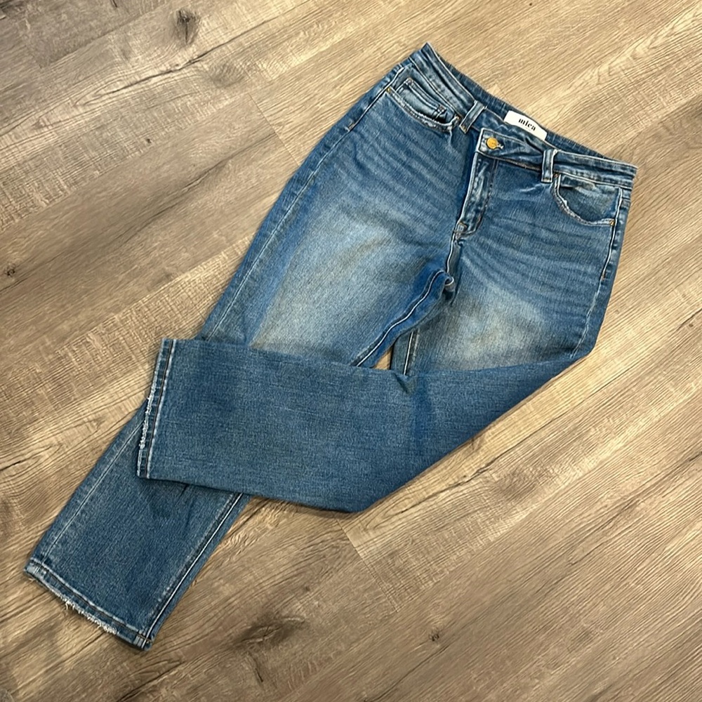 Off center button jeans!